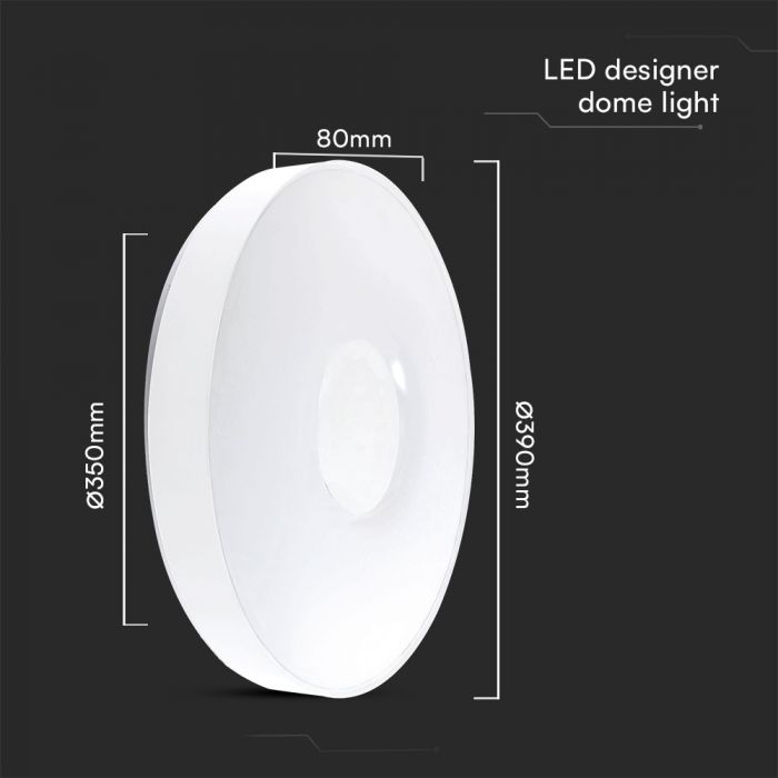 40W (4000Lm) LED V-TAC disainiga ümmargune kuppelvalgusti, puldiga, IP20, valge, timmitav, 3/1