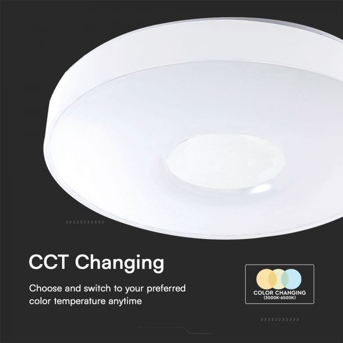 40W (4000Lm) LED V-TAC disainiga ümmargune kuppelvalgusti, puldiga, IP20, valge, timmitav, 3/1