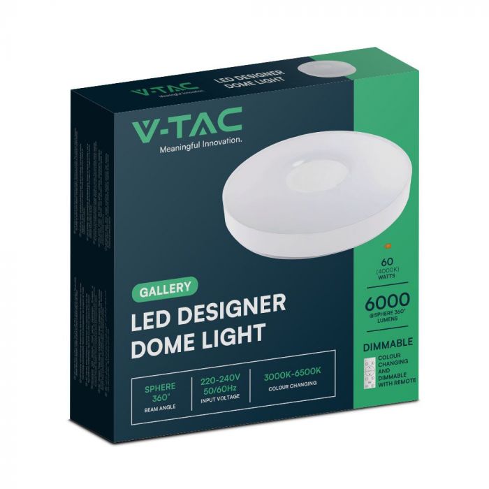 30/60/30W(6000Lm) LED ceiling luminaire, V-TAC, IP20, dimmable, remote control, white, 3IN1
