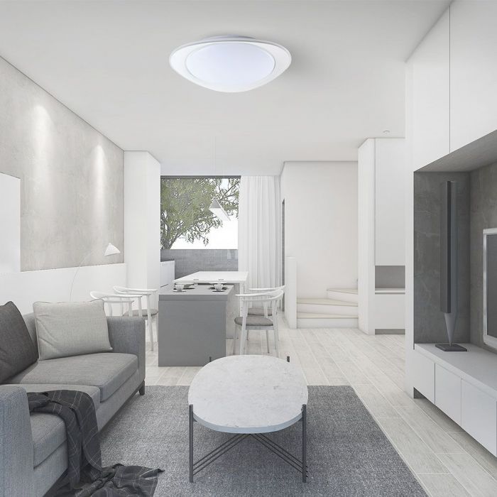 40W(4000Lm) LED V-TAC dizaina apaļš kupola gaismeklis ar tālvadības pulti, IP20, balts, dimmējams, 3/1