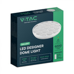 30/60/30W(6000Lm) LED V-TAC design rund kupolarmatur med fjärrkontroll, IP20, vit, dimbar, 3/1