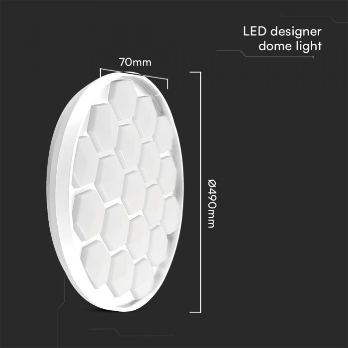 30/60/30W(6000Lm) LED V-TAC design rund kupolarmatur med fjärrkontroll, IP20, vit, dimbar, 3/1