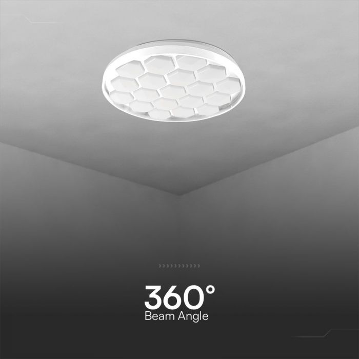 30/60/30W(6000Lm) LED V-TAC design rund kupolarmatur med fjärrkontroll, IP20, vit, dimbar, 3/1