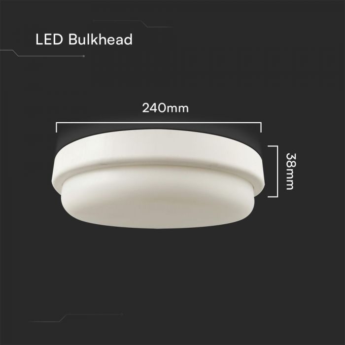 24W(2500Lmm) LED kuppelvalgusti, V-TAC, IP54, neutraalne valge 4000K