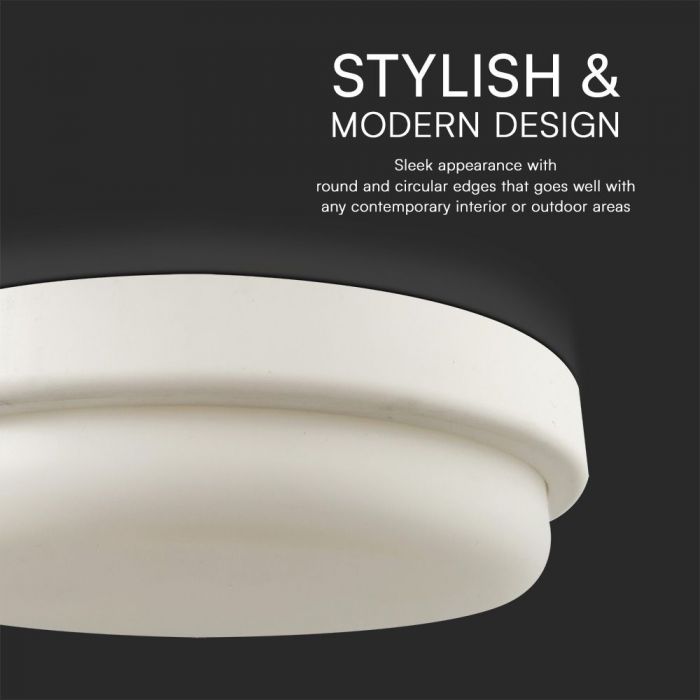 24W(2500Lmm) LED kupolveida gaismeklis, V-TAC, IP54, neitrāli balta gaisma 4000K