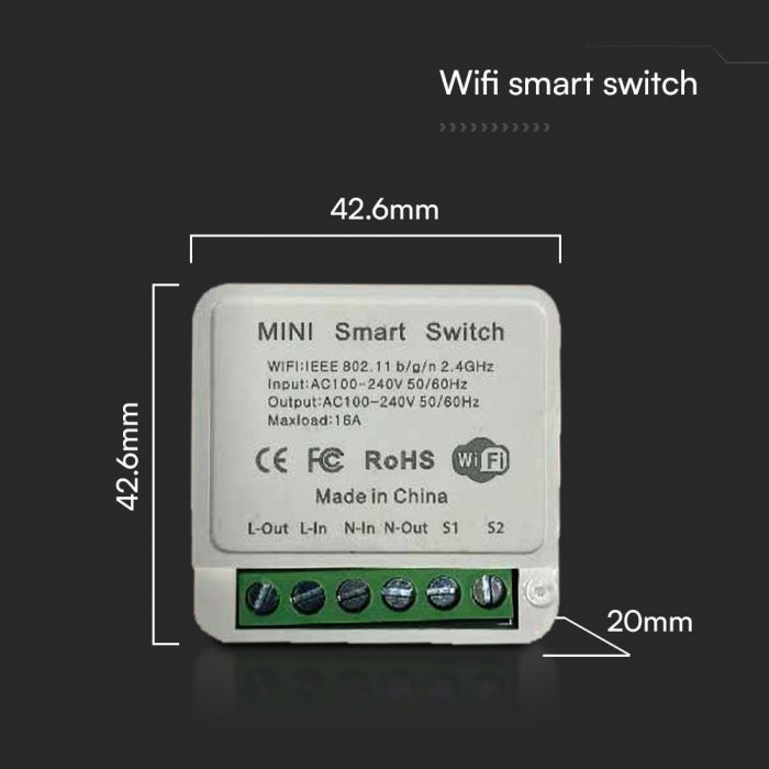 Mini Smart 2 Gang Switch ar iespējotu Wi-Fi, saderīgs ar ALEXA un Google Home