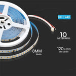 Pris per 1m_10W/m(800Lm/m) IC Programmerbar 120 LED Tape, V-TAC, vattentät IP20, 24V, varmvitt ljus 3000K
