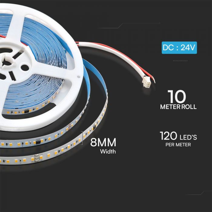 Hind 1m_10W/m(800Lm/m) 120 LED lint, V-TAC, veekindel IP20, 24V, külmvalge valgus 6500K