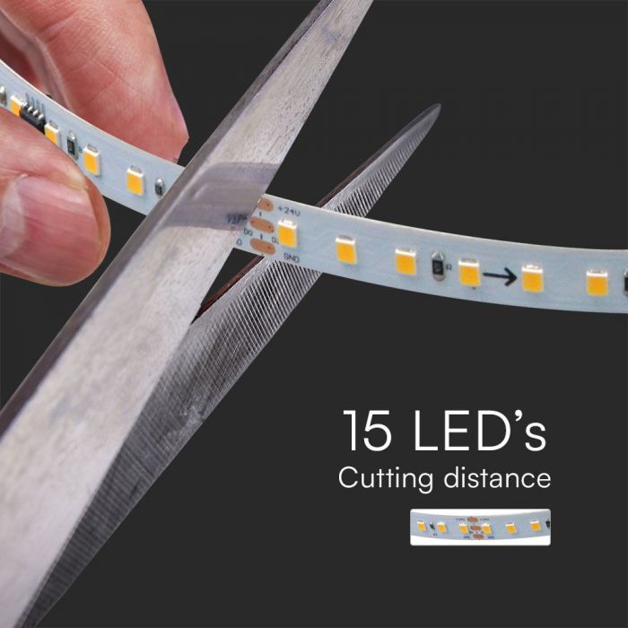 Pris per 1m_10W/m(800Lm/m) IC Programmerbar 120 LED Tape, V-TAC, vattentät IP20, 24V, varmvitt ljus 3000K