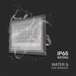 KASTE 20 gab. x 8,31€ – 30W(2350Lm) LED prožektors bez sensora, 3in1 (3000K/4000K/6500K pārslēdzams), V-TAC, IP65, pelēks