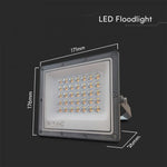 KASTE 20 gab. x 8,31€ – 30W(2350Lm) LED prožektors bez sensora, 3in1 (3000K/4000K/6500K pārslēdzams), V-TAC, IP65, pelēks