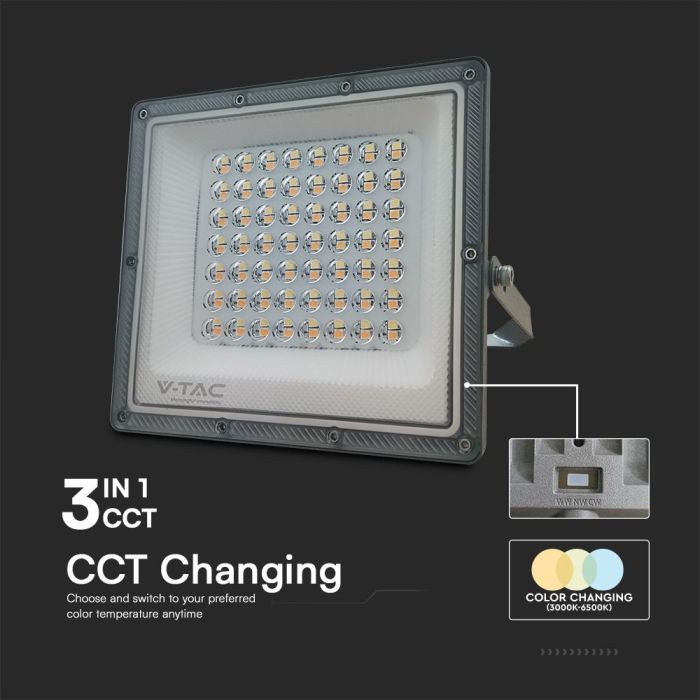 50W(500Lm) LED Prožektors, V-TAC, IP65, pelēks, 3IN1