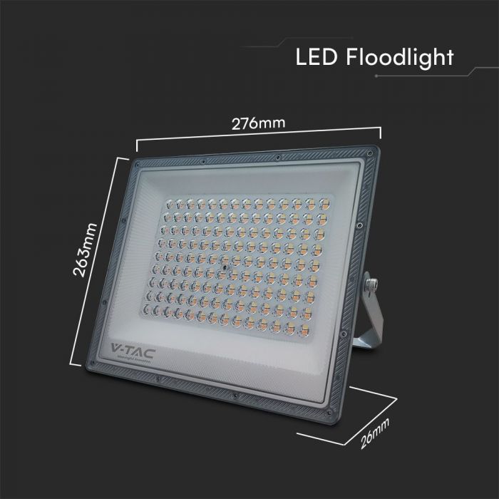 KASTE 10 gab. x 16,67€ – 100W(8150Lm) LED prožektors bez sensora, 3in1 (3000K/4000K/6500K pārslēdzams), V-TAC, IP65, pelēks