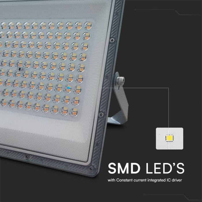 KASTE 10 gab. x 16,67€ – 100W(8150Lm) LED prožektors bez sensora, 3in1 (3000K/4000K/6500K pārslēdzams), V-TAC, IP65, pelēks