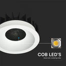 18W(1860Lm) LED COB BRIDGELUX süvistatav valgusti, V-TAC, IP20, must/valge, 3IN1