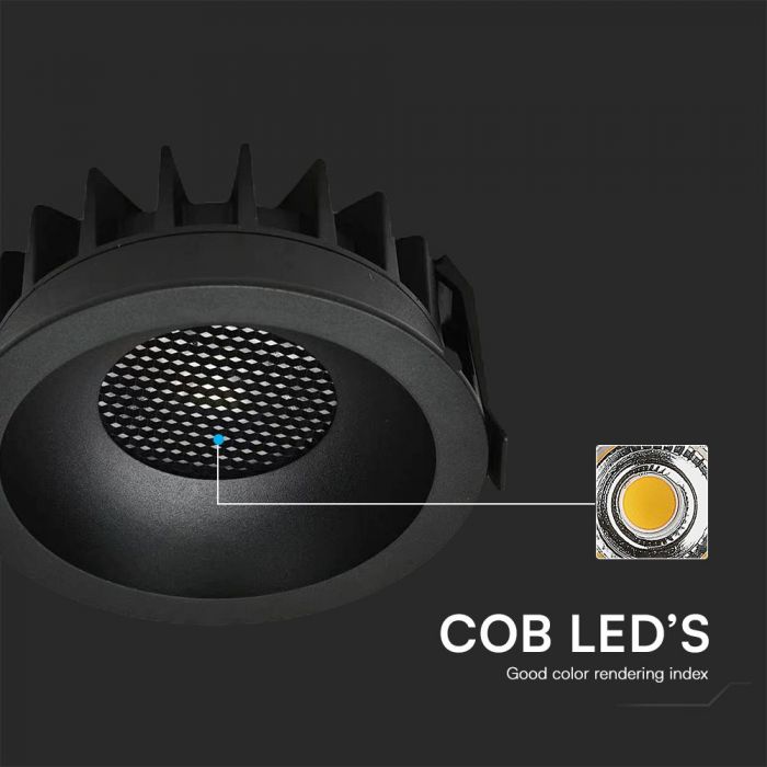 24W(2540Lm) LED COB BRIDGELUX iebūvējams gaismeklis, V-TAC, IP20, melns, 3IN1