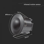 MAX 500W LED PIR infrasarkanais sensors, V-TAC SAMSUNG, 360°, virsapmetuma,   76x75.6mm, IP20