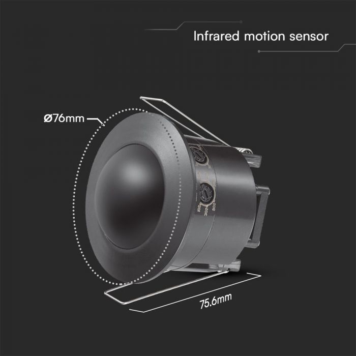 MAX 500W LED PIR infrasarkanais sensors, V-TAC SAMSUNG, 360°, virsapmetuma,   76x75.6mm, IP20