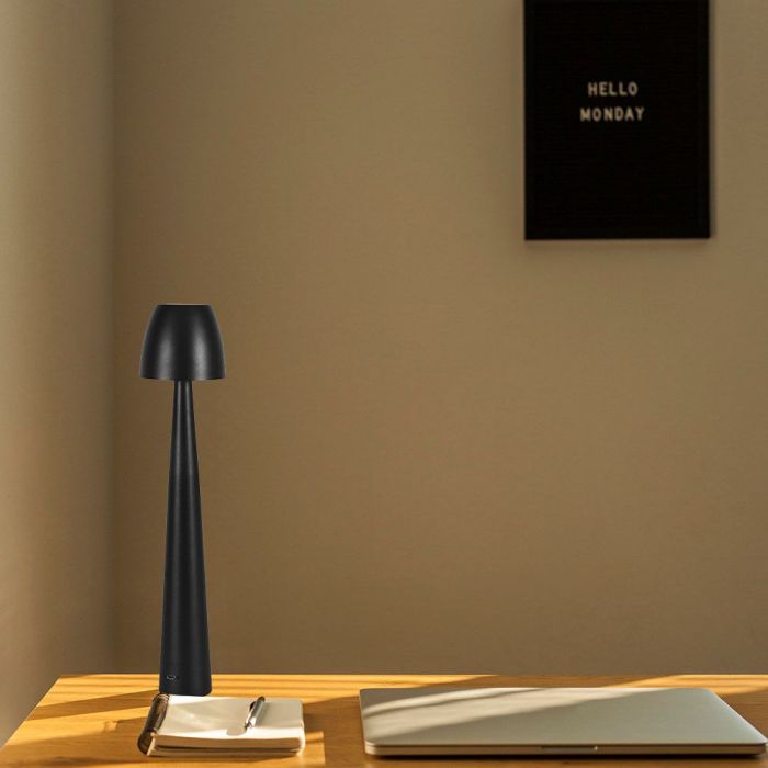 3W(110Lm) DC:5V, 2A LED-bordslampa, V-TAC, IP20, dimbar, svart, 1800mAh litiumbatteri, 3IN1