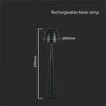 3W(110Lm) DC:5V, 2A LED-bordslampa, V-TAC, IP20, dimbar, svart, 1800mAh litiumbatteri, 3IN1