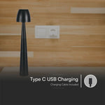 3W(110Lm) DC:5V, 2A LED-bordslampa, V-TAC, IP20, dimbar, svart, 1800mAh litiumbatteri, 3IN1