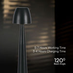 3W(110Lm) DC:5V, 2A LED-bordslampa, V-TAC, IP20, dimbar, svart, 1800mAh litiumbatteri, 3IN1