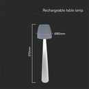 3W(110Lm)  DC:5V, 2A LED galda lampa, V-TAC, IP20, dimmējama, balta, 1800mAh litija baterija, 3IN1