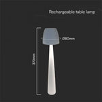 3W(110Lm) DC:5V, 2A LED-bordslampa, V-TAC, IP20, dimbar, vit, 1800mAh litiumbatteri, 3IN1