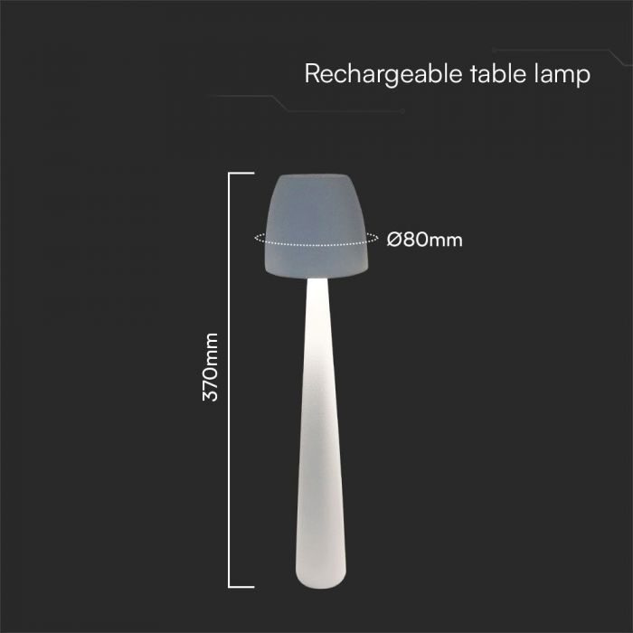 3W(110Lm) DC:5V, 2A LED-bordslampa, V-TAC, IP20, dimbar, vit, 1800mAh litiumbatteri, 3IN1