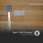 3W(110Lm) DC:5V, 2A LED-bordslampa, V-TAC, IP20, dimbar, vit, 1800mAh litiumbatteri, 3IN1