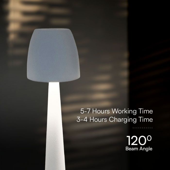 3W(110Lm)  DC:5V, 2A LED galda lampa, V-TAC, IP20, dimmējama, balta, 1800mAh litija baterija, 3IN1