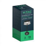 3W(110Lm) DC:5V, 2A LED-bordslampa, V-TAC, IP20, med 1800mAh litiumbatteri, dimbar, vit, 3IN1