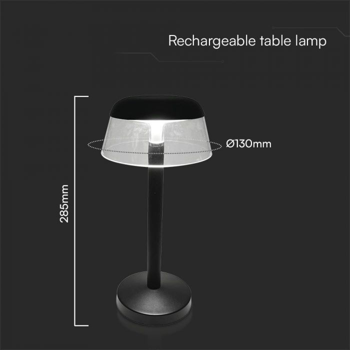 3W(110Lm) DC:5V, 2A LED-bordslampa, V-TAC, IP20, med 1800mAh litiumbatteri, dimbar, vit, 3IN1