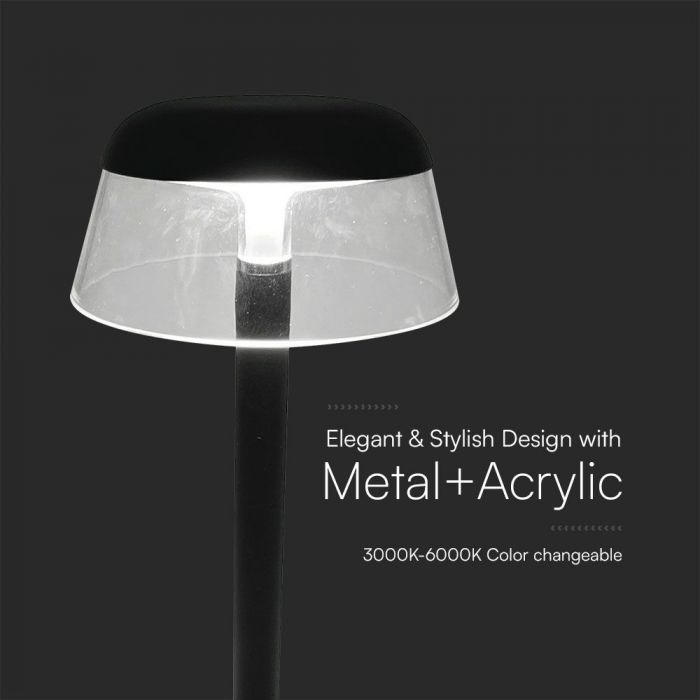 3W(110Lm) DC:5V, 2A LED-bordslampa, V-TAC, IP20, med 1800mAh litiumbatteri, dimbar, vit, 3IN1