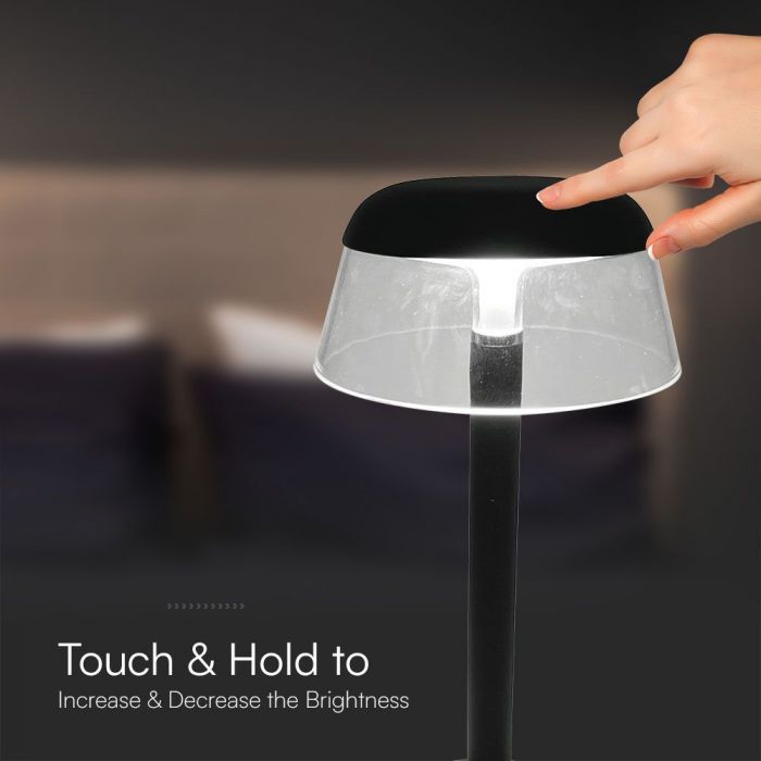 3W(110Lm) DC:5V, 2A LED-bordslampa, V-TAC, IP20, med 1800mAh litiumbatteri, dimbar, vit, 3IN1