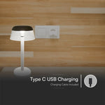 3W(110Lm) LED uzlādējama galda lampa, 1800mAh, V-TAC, IP20, dimmējama, balta, 130x285mm, 3IN1