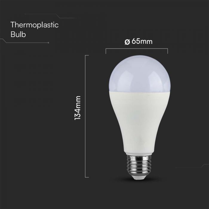 E27 17W(1710Lm) LED Bulb, A65, V-TAC SAMSUNG, IP20, warm white light 3000K