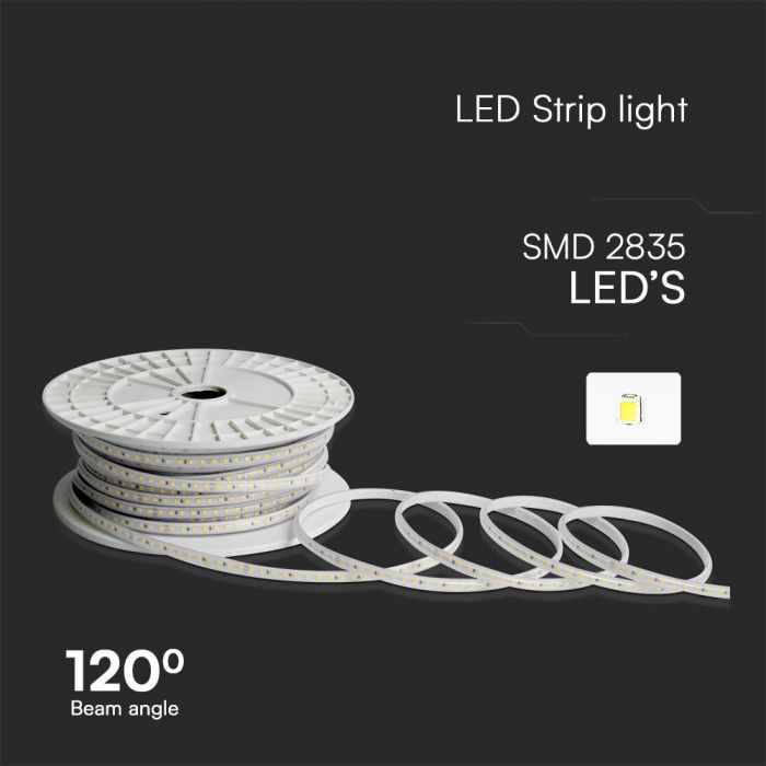 Цена за 50m_10.5W(1000Lm) 220V SMD светодиодная лента, IP65, V-TAC, синий