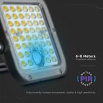 10W(1500Lm) LED Prožektors ar saules paneli un PIR kustību sensoru, V-TAC, IP65, melns, 4000K+6000K