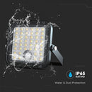 10W(1500Lm) LED Prožektors ar saules paneli un PIR kustību sensoru, V-TAC, IP65, melns, 4000K+6000K