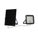 10W(1500Lm) LED Prožektors ar saules paneli un PIR kustību sensoru, V-TAC, IP65, melns, 4000K+6000K