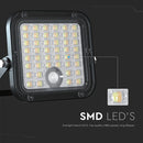 10W(1500Lm) LED Prožektors ar saules paneli un PIR kustību sensoru, V-TAC, IP65, melns, 4000K+6000K