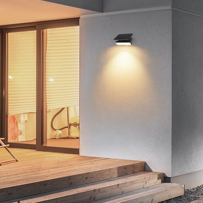 0.9W(80 Lm) LED solārais gaismeklis, V-TAC, IP65, melns,  3.7V, Li-ion 1200mAh, silti balta gaisma 3000KBattery