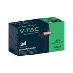 0.9W(80 Lm) LED solārais gaismeklis, V-TAC, IP65, melns,  3.7V, Li-ion 1200mAh, silti balta gaisma 3000KBattery