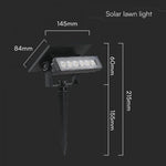 0.9W(80 Lm) LED solārais gaismeklis, V-TAC, IP65, melns,  3.7V, Li-ion 1200mAh, silti balta gaisma 3000KBattery