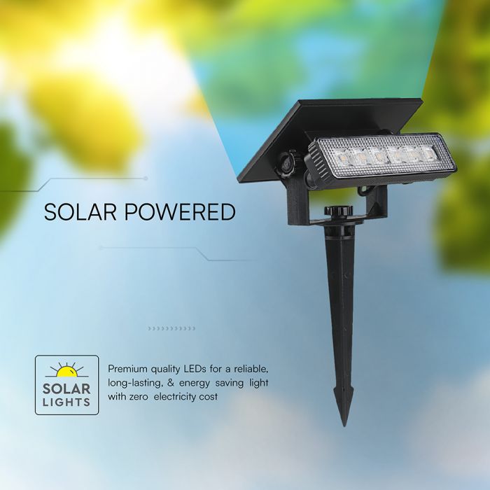 0.9W(80 Lm) LED solar luminaire, V-TAC, IP65, black, 3.7V, Li-ion 1200mAh, warm white light 3000KBattery