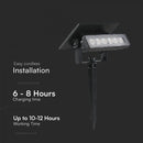 0.9W(80 Lm) LED solar luminaire, V-TAC, IP65, black, 3.7V, Li-ion 1200mAh, warm white light 3000KBattery