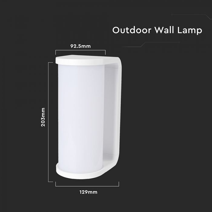 12W(1760Lm) LED Fasādes gaismeklis, V-TAC, IP65, balts, 3IN1 CCT