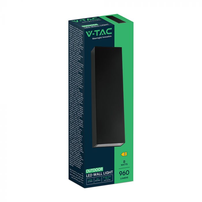 8W(1120Lm) LED Facade Luminaire, V-TAC, IP65, black, neutral white 4000K