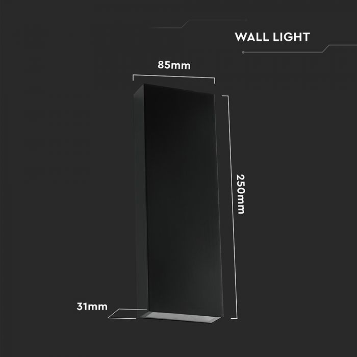 8W(1120Lm) LED Facade Luminaire, V-TAC, IP65, black, neutral white 4000K